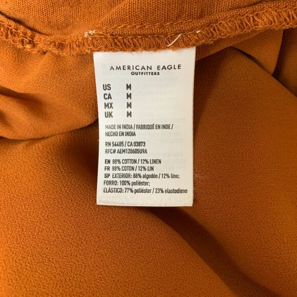 American Eagle Burnt Orange Paper Bag Waist Linen Blend Pants - Size Medium - Picture 7 of 9